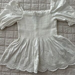 Polo by Ralph Lauren White Smocked Blouse